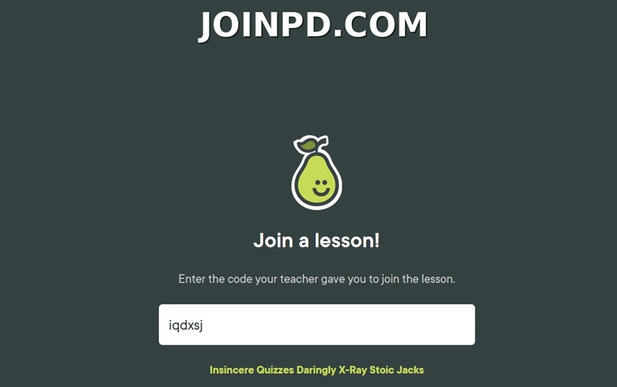 joinpd.com is the website where you enter your Pear Deck code (JoinPDcom)